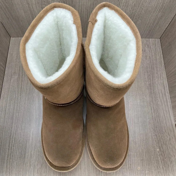 BEARPAW Boots Unisex Sz 9/10 Pull On Shearling Fleece-Lined Winter Suede Brown - Picture 6 of 10